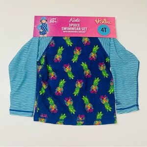UvSkinz Kids 3piece  swimwear set with Reversible sun hat, Size 4T,NWT